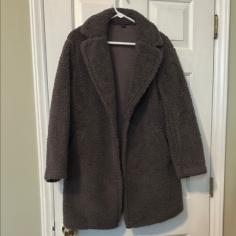 Uniqlo Dark Brown Teddy Coat.